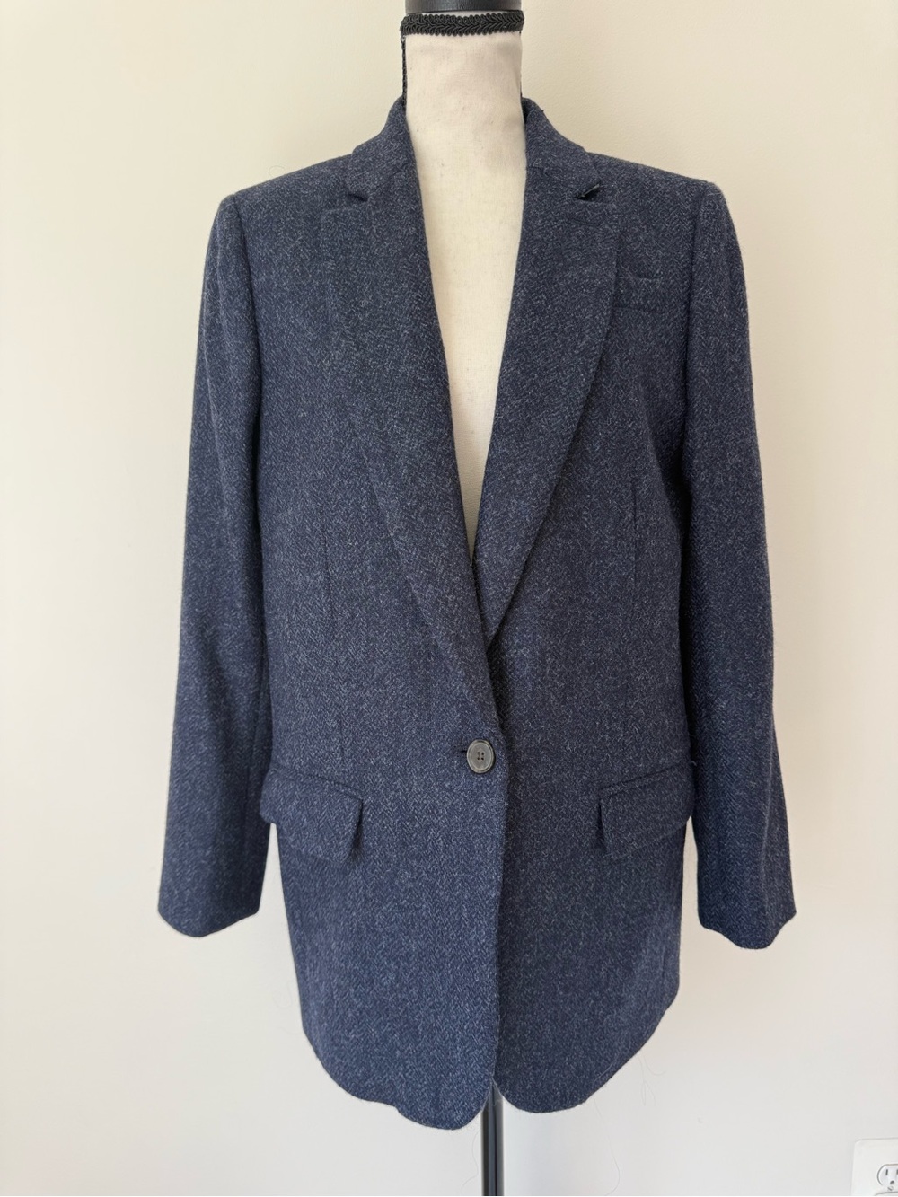 J. Crew Navy Herringbone Tailored Blazer